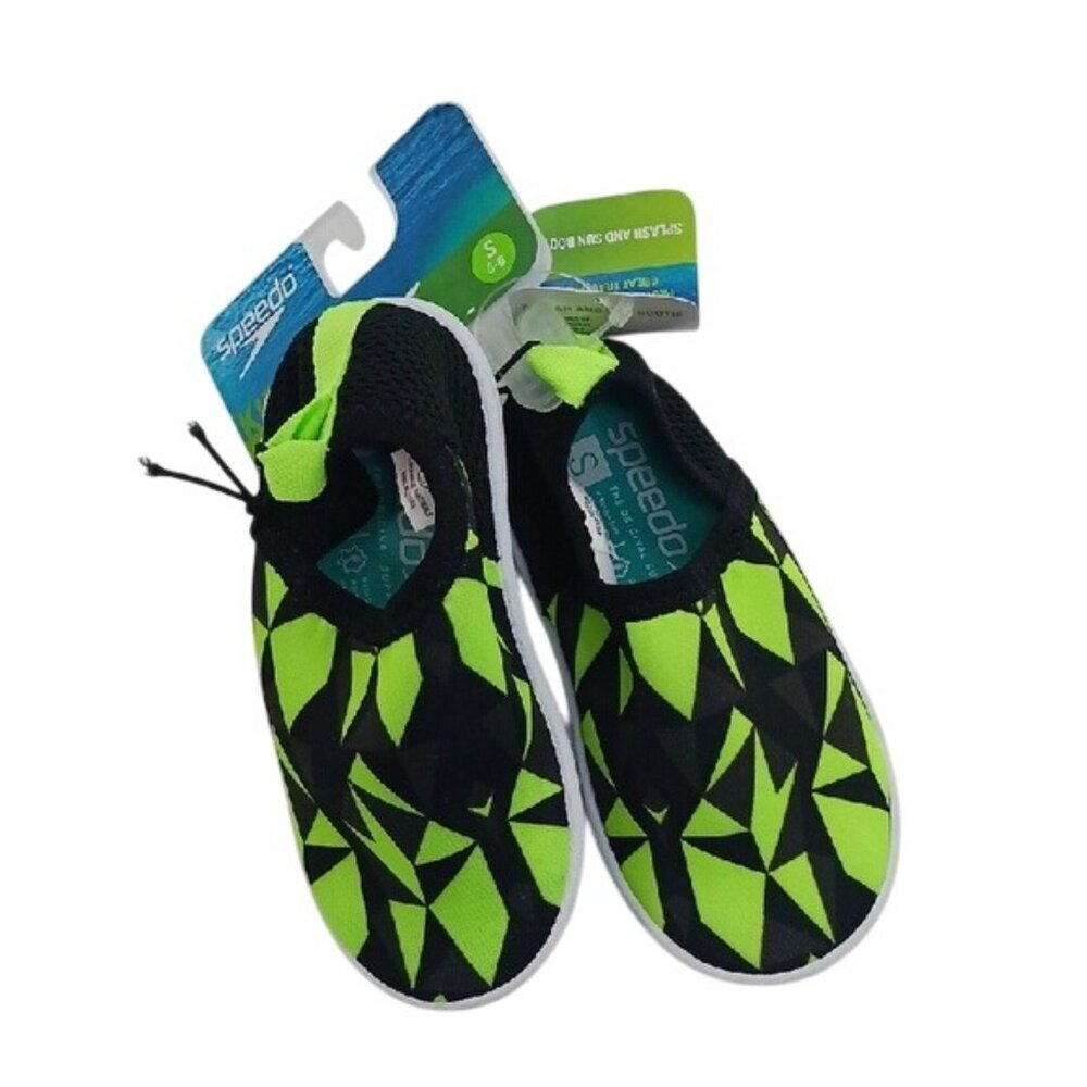 Speedo Little Boys Splash Sun Bootie Water Shoes Black Green Size S 5/6 New